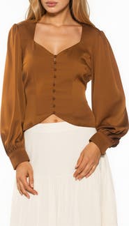 Alexia Admor Romy Sweetheart Neck Button-Up Shirt
