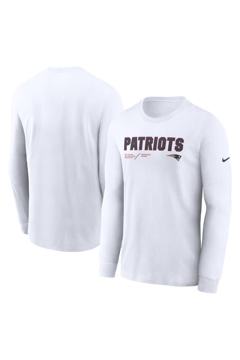 Men's Nike White New England Patriots Sideline Infograph Lock Up Performance Long Sleeve T-Shirt, Main, color, White