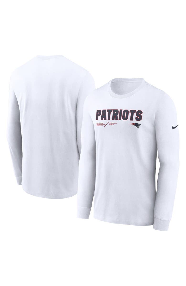 Nike Men's Nike White New England Patriots Sideline Infograph Lock Up Performance Long Sleeve T-Shirt, Main, color, 