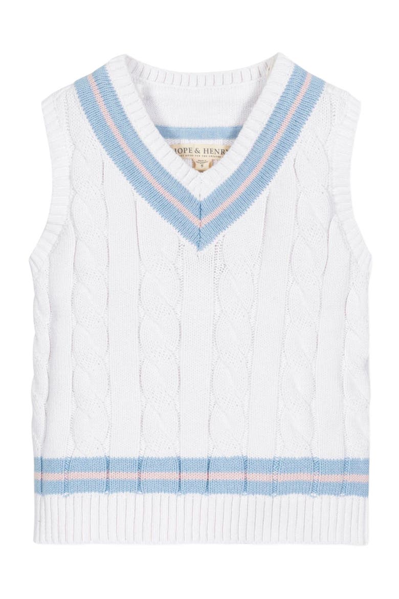 Baby Boys' V-Neck Sweater Vest, Infant, Main, color, White with Blue and Pink