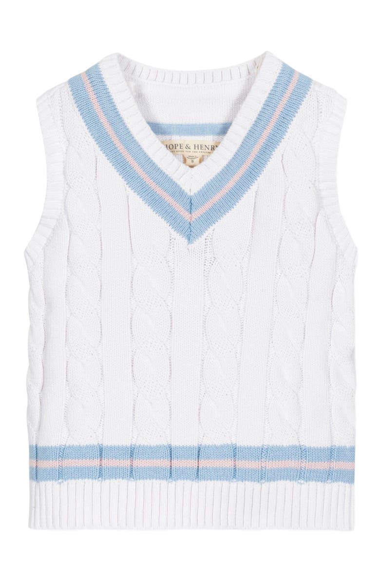 Hope & Henry Boys' Organic Cricket Sweater Vest, Kids, Main, color, White With Blue And Pink