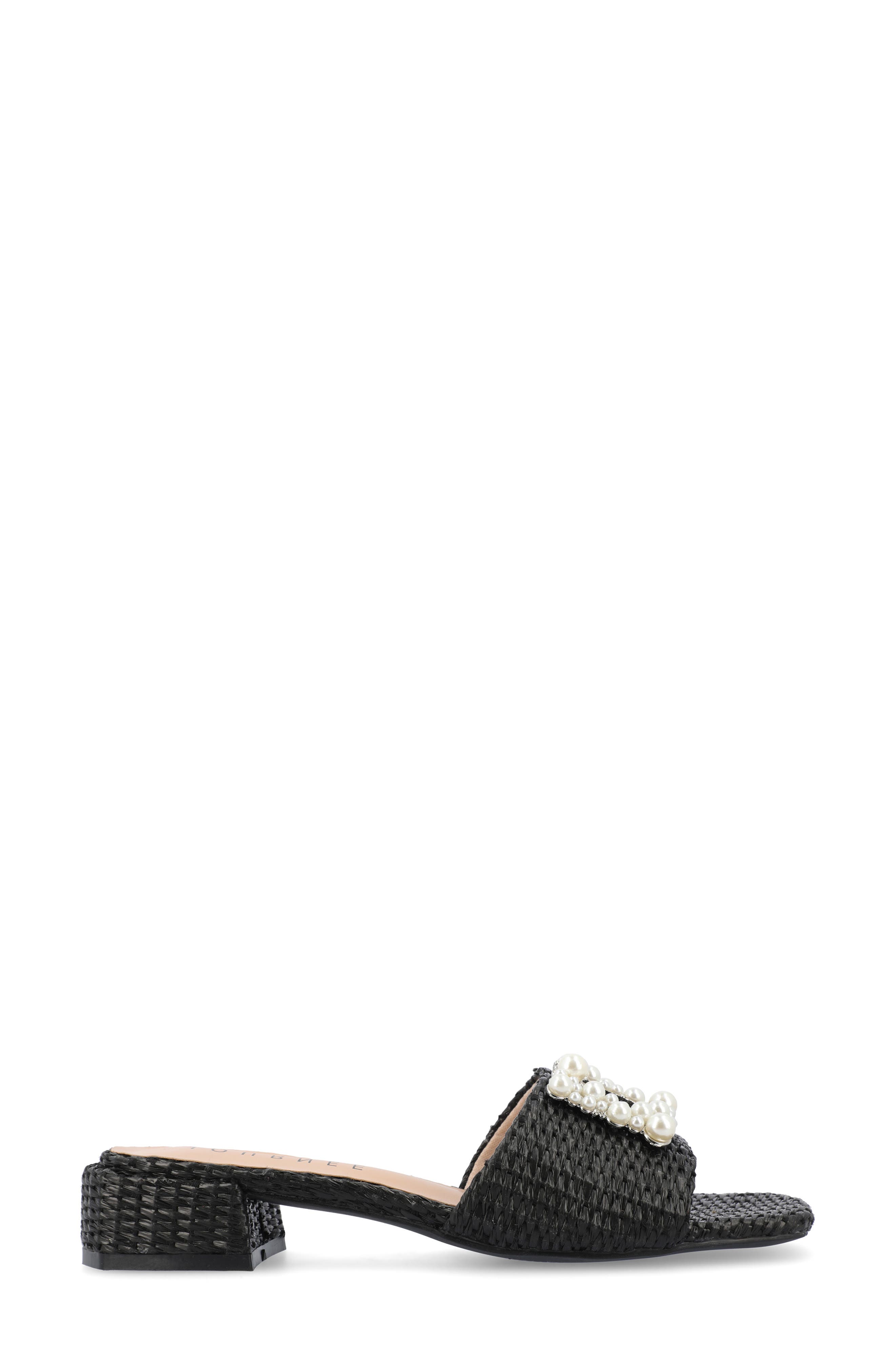 Journee Collection Justina Embellished Raffia Slide Sandal, Alternate, color, 