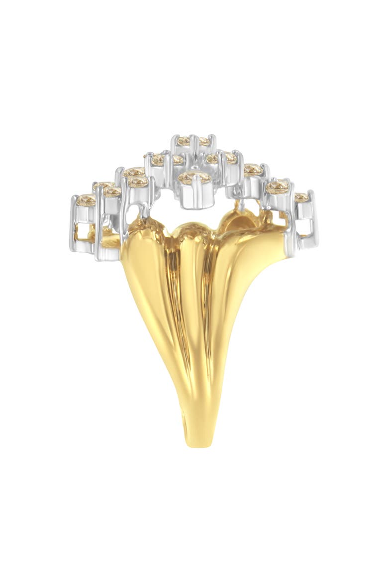 10K Gold Over Silver 1 1/2 Cttw Diamond Cluster Cocktail Ring, Alternate, color, Yellow Gold over Silver