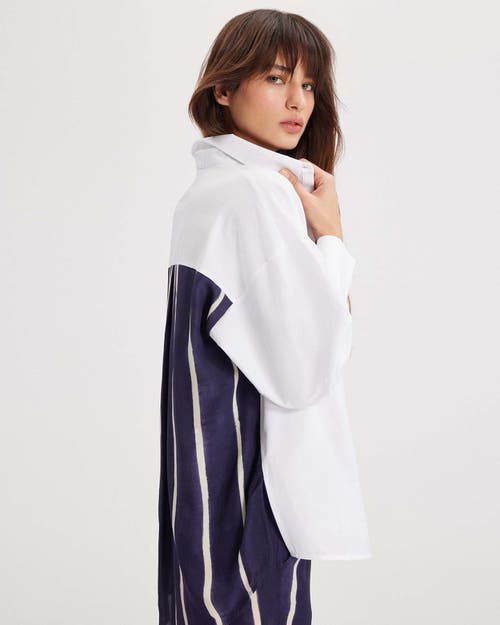 Theo The Label Echo Selena-print Back Banker Shirt In White