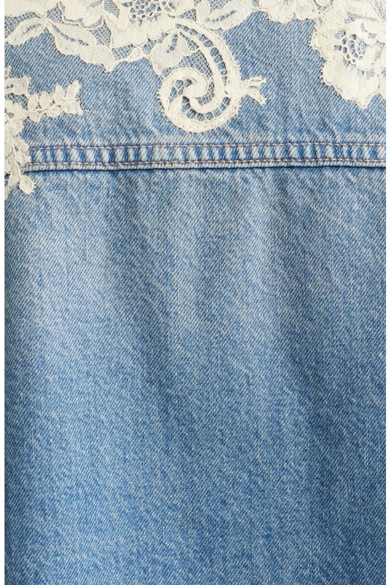 Amana Lace Patch Denim Jacket, Alternate, color, FADED BLUE