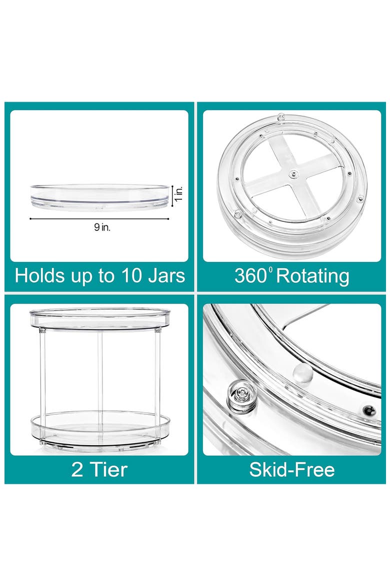 Set of 2 2-Tier Lazy Susan Organizers, Alternate, color, NO COLOR