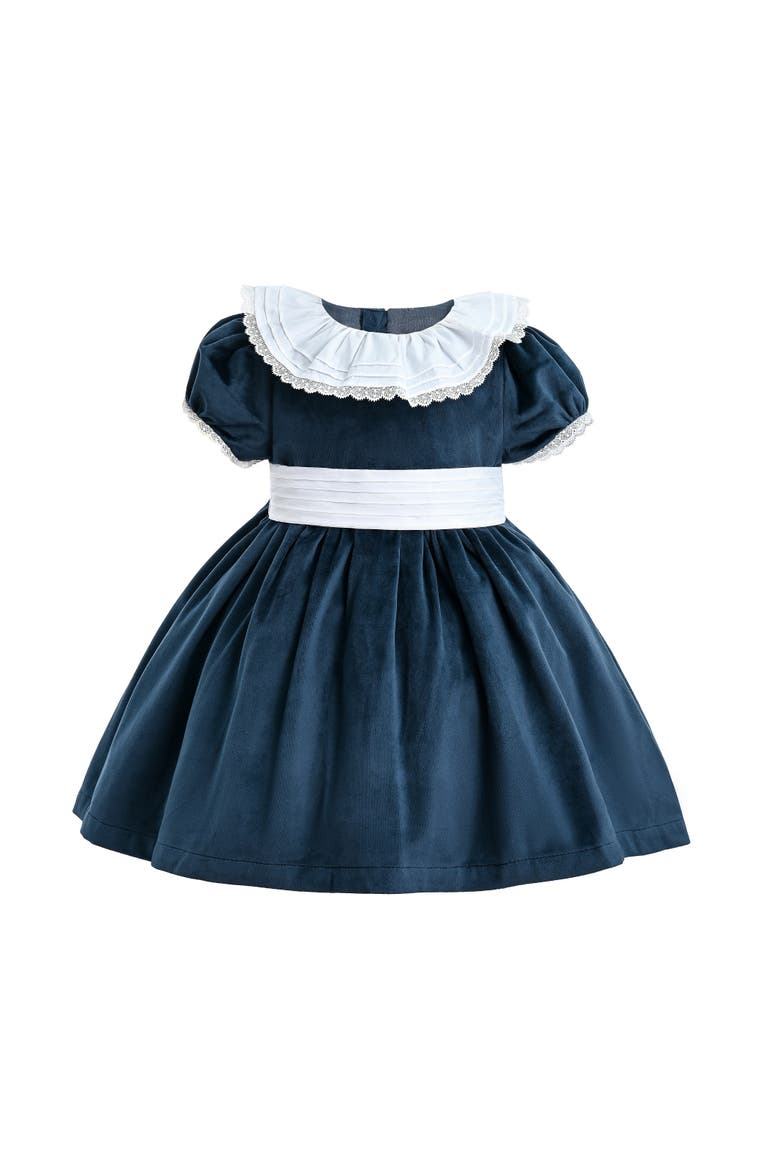 Puffed Velvet Dress, Main, color, Navy
