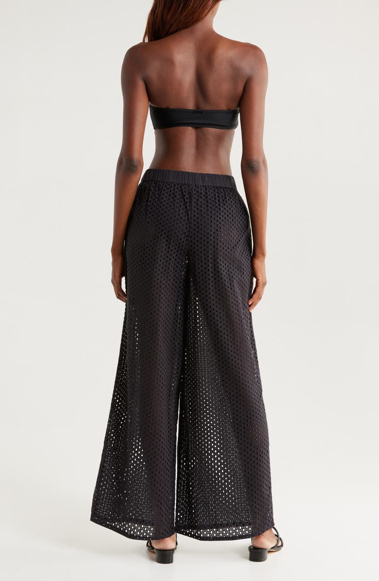 Solid & Striped The Delaney Open Knit Cotton Cover-Up Pants, Alternate, color, Noir