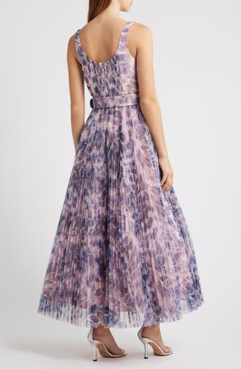Pleated Sleeveless Fit & Flare Cocktail Dress