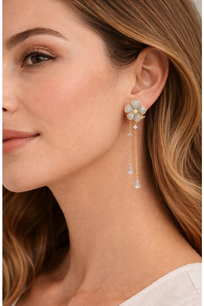 Peach Blossom Drop Earrings, Alternate, color, GOLD