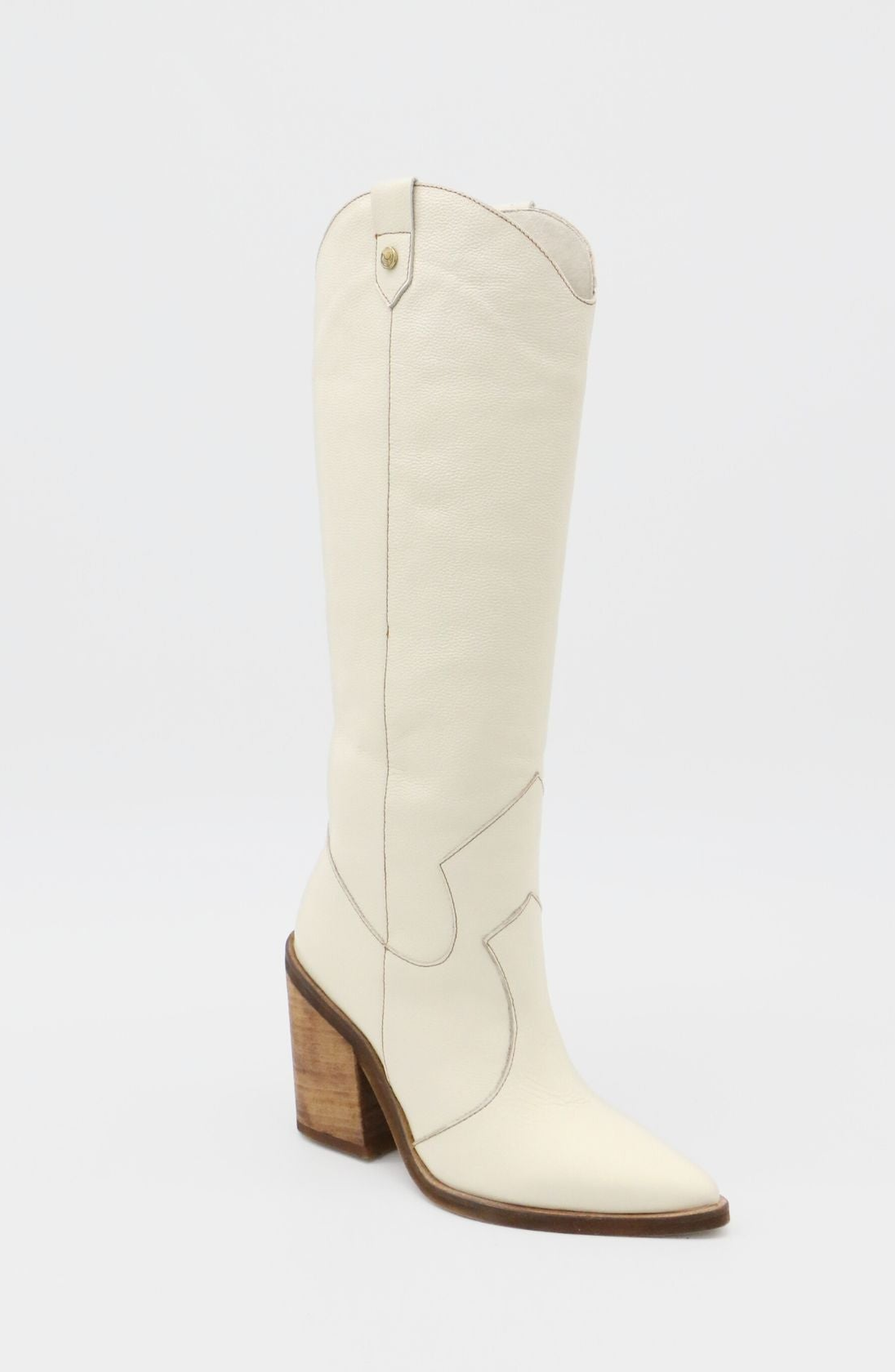 Macao Western Knee-High Boots, Main, color, Ivory