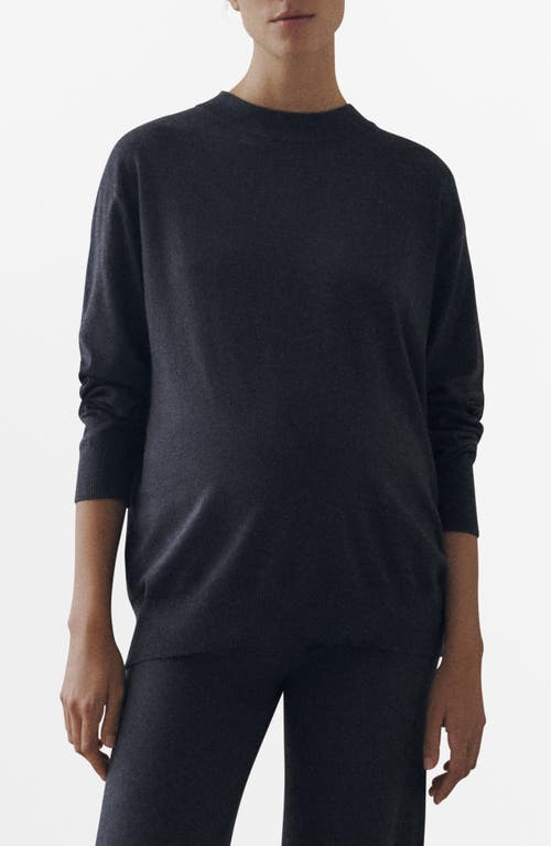 Mango Crewneck Maternity Sweater In Charcoal