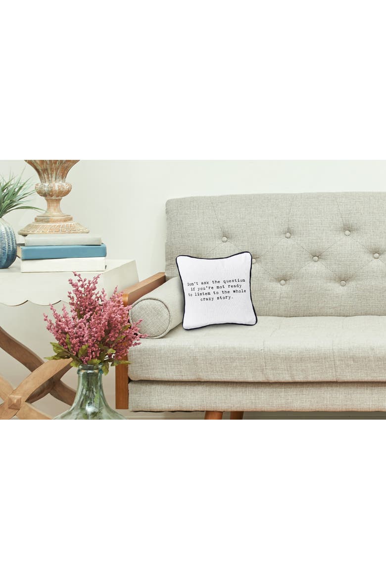 Funny Story Typewriter Font Mini Accent Pillow 10" x 10", Alternate, color, White