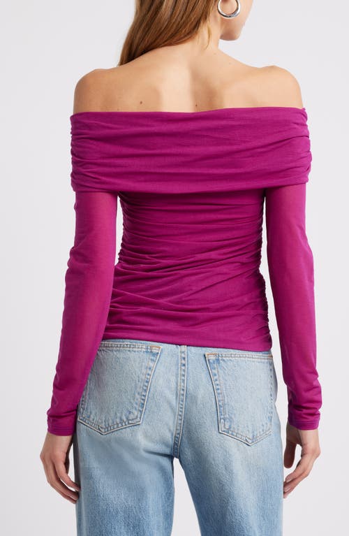 Open Edit Off The Shoulder Knit Top In Purple Magenta