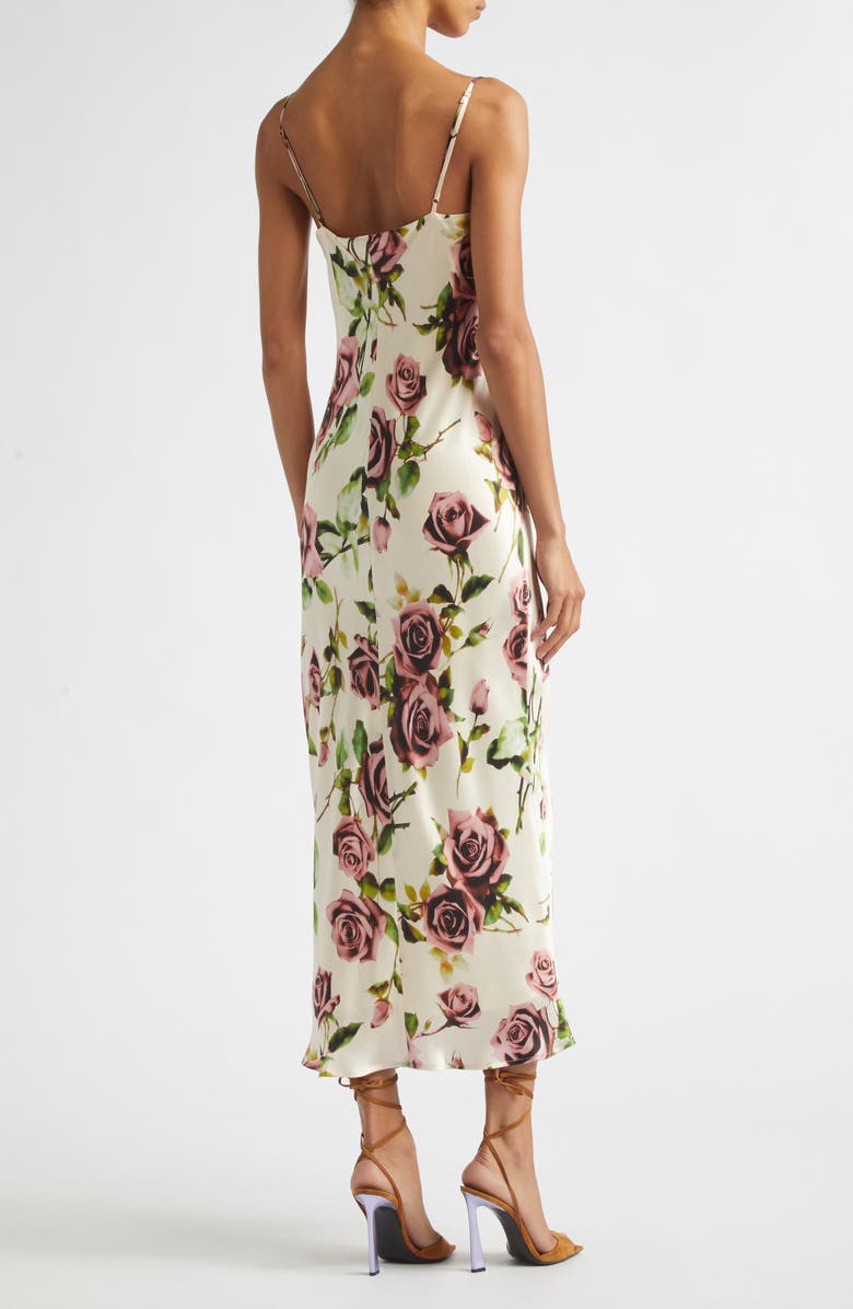 L'AGENCE Seridie Silk Midi Slipdress, Alternate, color, Ecru/ Mv Romantic Rose