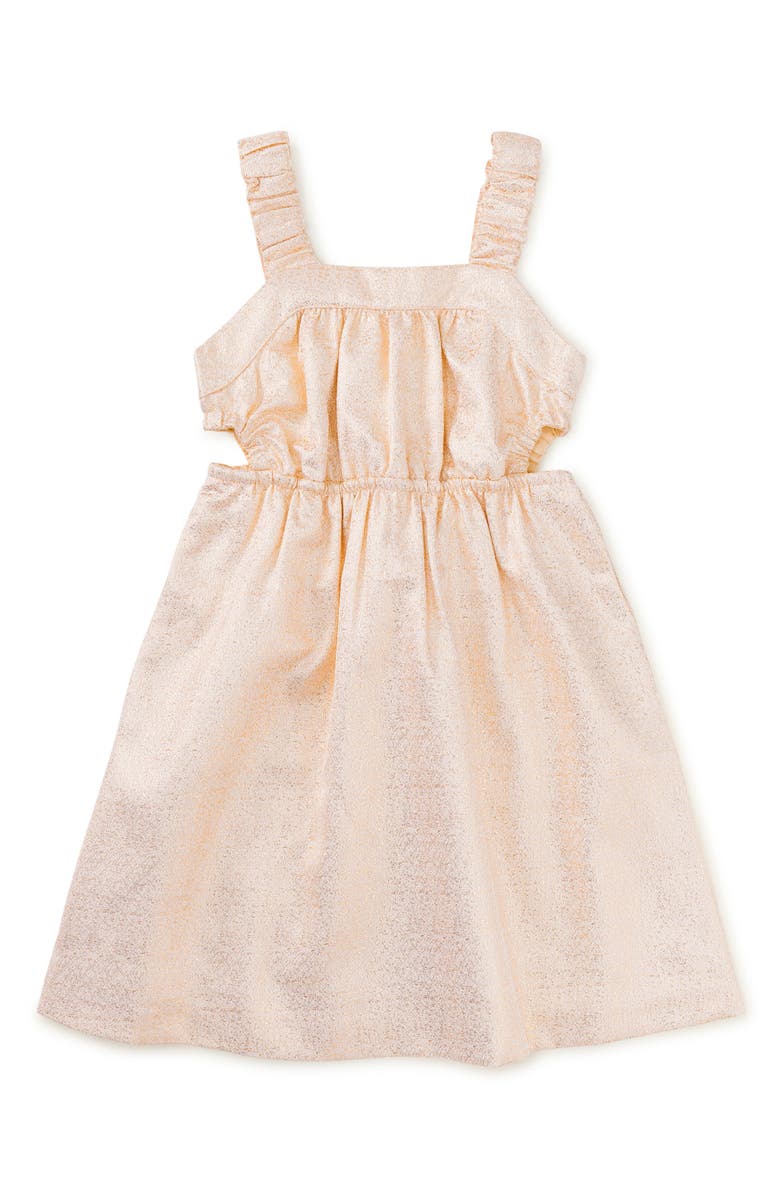 Tea Collection Sparkle Cut-Out Dress, Main, color, Metallic Gold