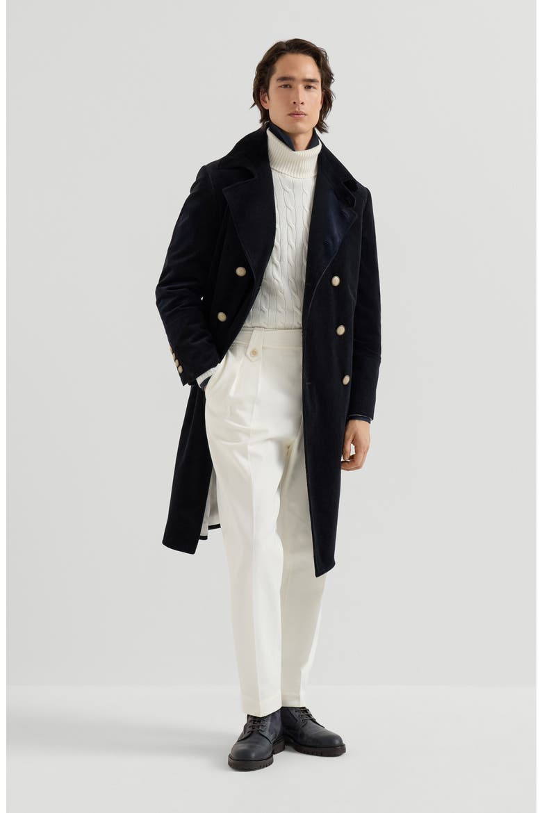 Comfort Cotton And Cashmere Corduroy One-and-a-half Breasted Coat, Alternate, color, Navy Blue