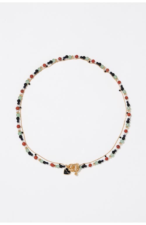 Bimba Y Lola Double-layer Heart Logo Chain Stones Necklace In Multi