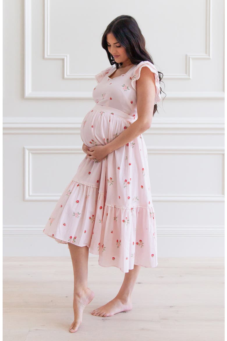 Print Ruffle Dress, Alternate, color, PINK ROSEWATER STRAWBERRY
