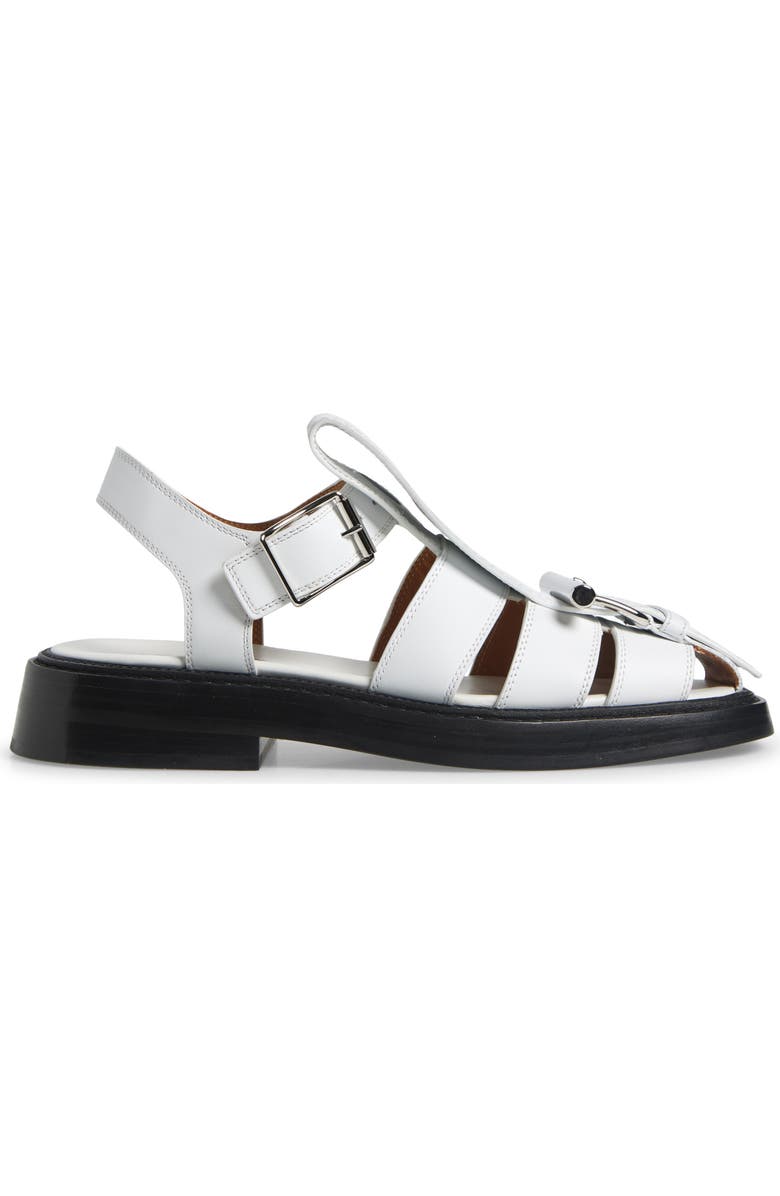 McQueen T-Bar Fisherman Sandal, Alternate, color, White/ Silver
