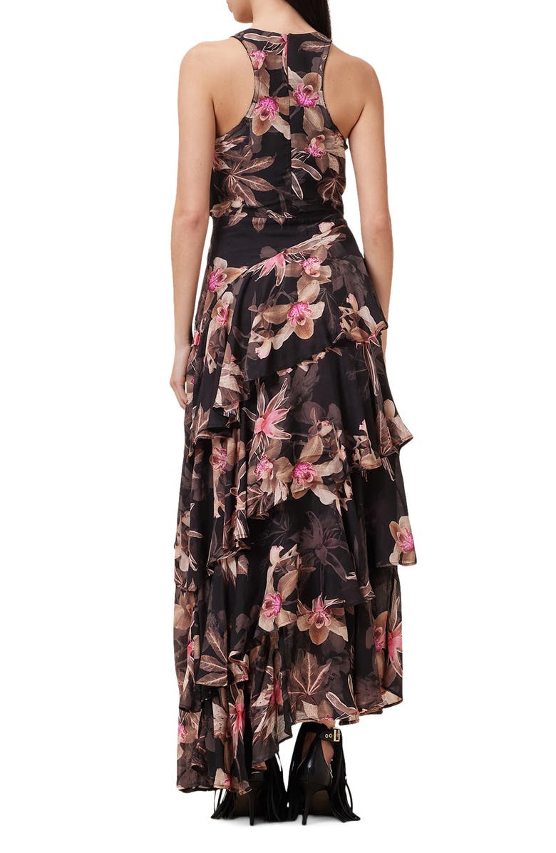 AllSaints Cali Floral Ruffle Tiered Cocktail Dress, Alternate, color,