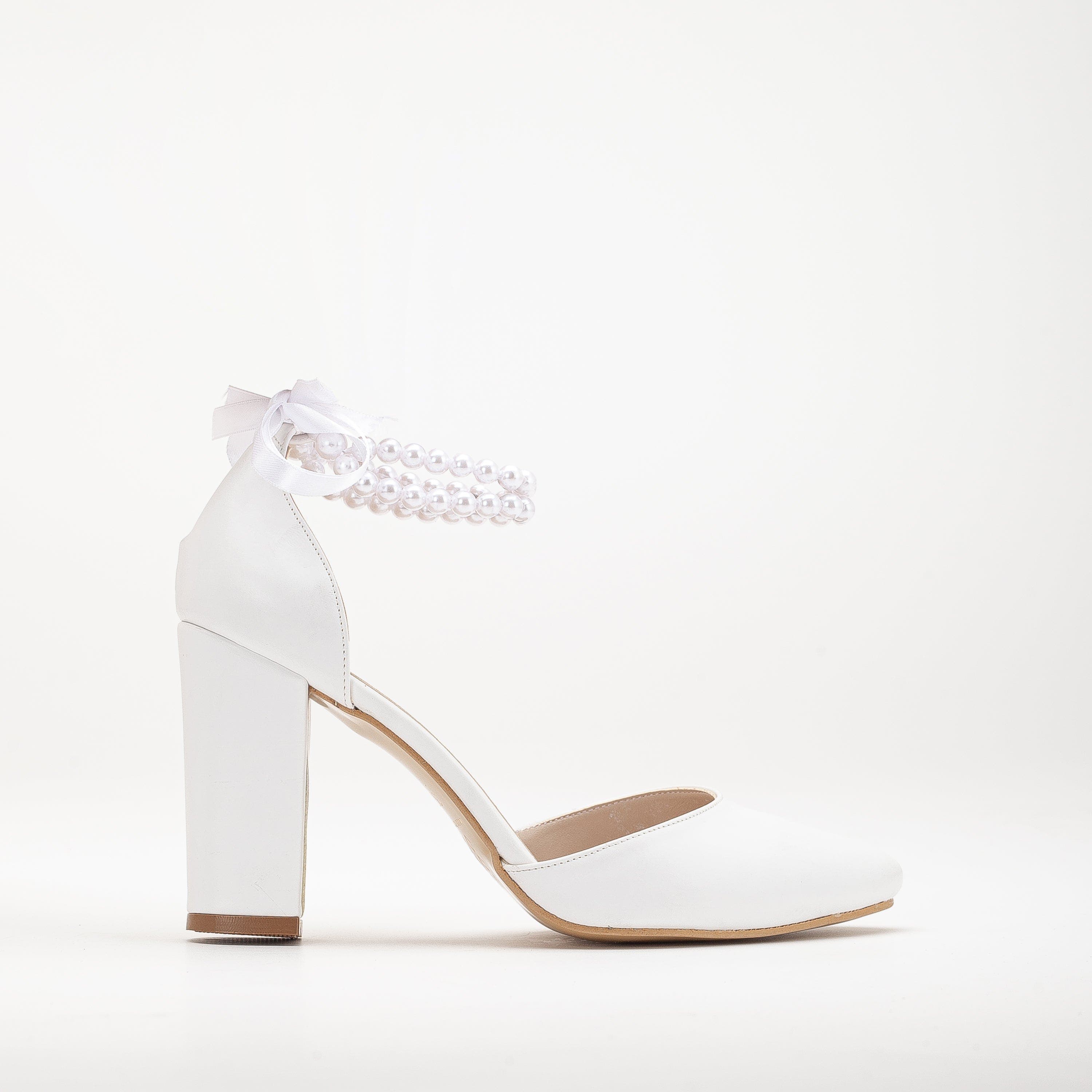 Denise Wedding Heels with Pearls, Main, color, White