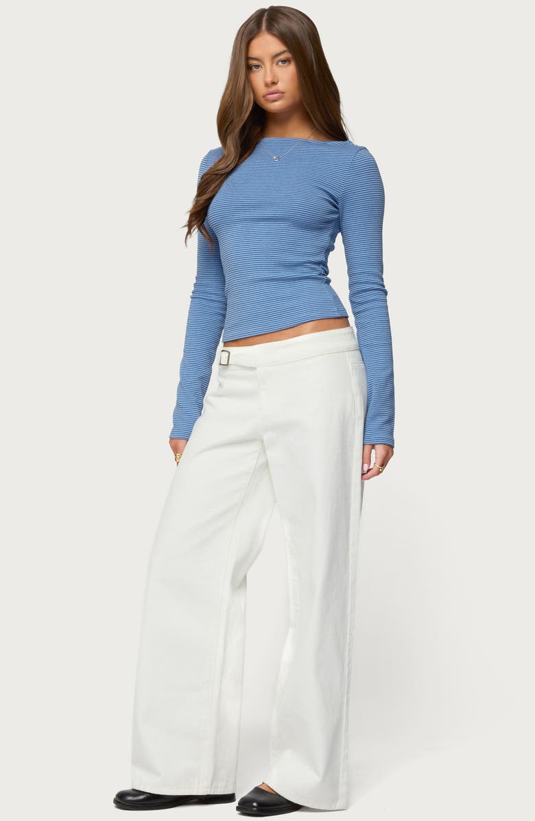 EDIKTED Loria Stripe Boat Neck Long Sleeve Top, Alternate, color,