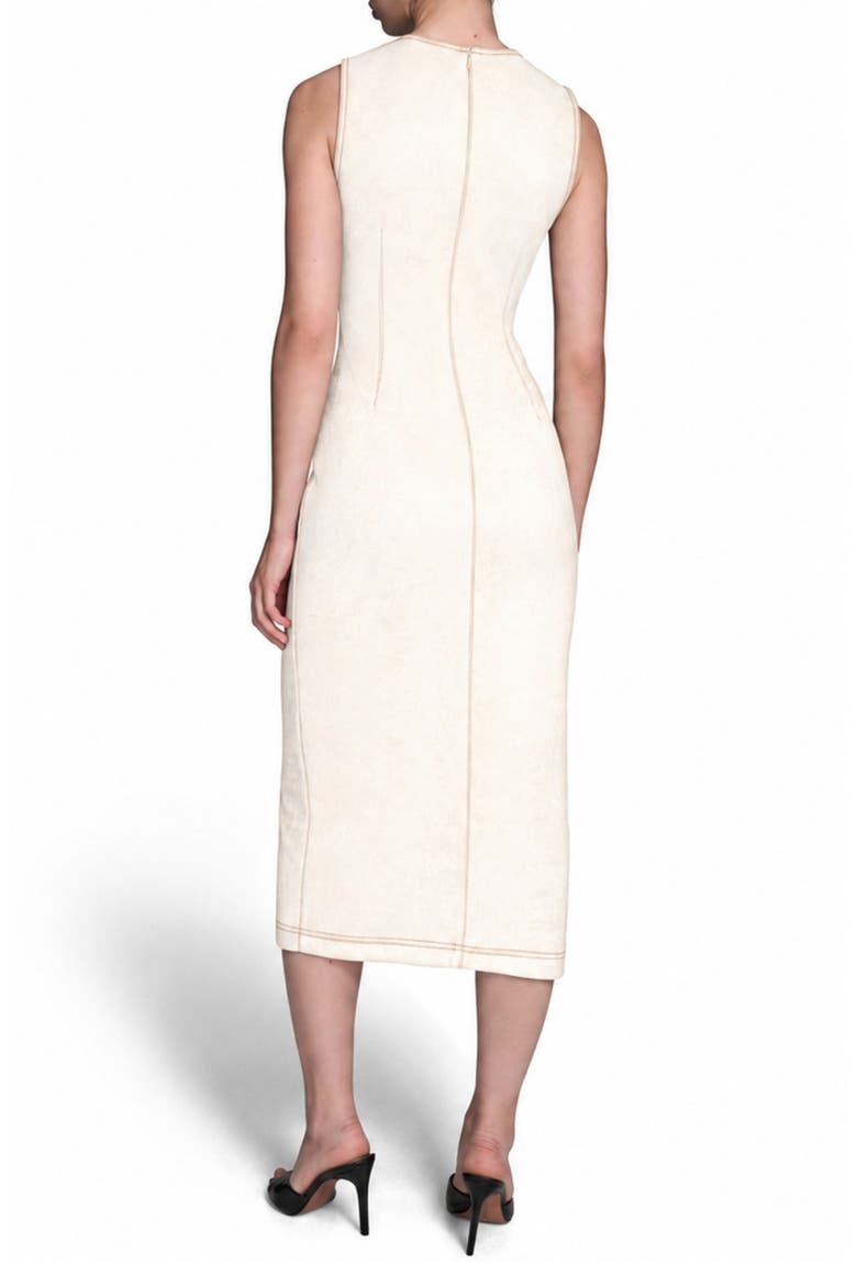 Sleeveless Faux Suede Sheath Midi Dress, Alternate, color, PEARL
