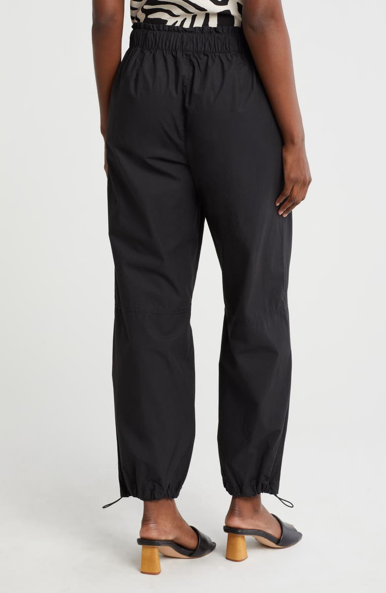 Sanctuary Cotton Poplin Paperbag Trouser Pants, Alternate, color, Black