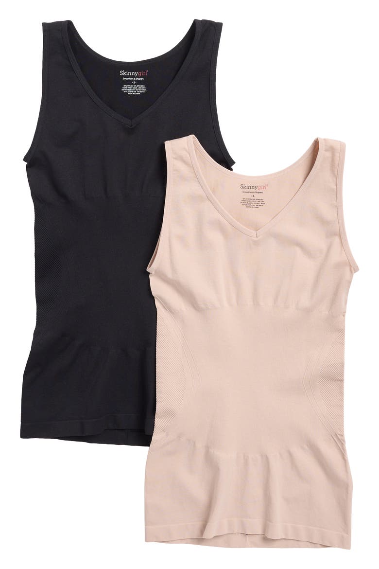 Assorted 2-Pack Seamless Shaping Camisoles, Main, color, ONDINE BLUSH/ BLACK