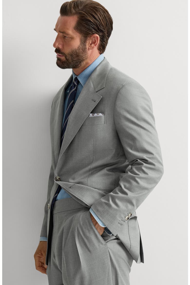 Virgin Wool And Silk Lightweight Hopsack Cavallo Tailor Blazer, Alternate, color, Grey