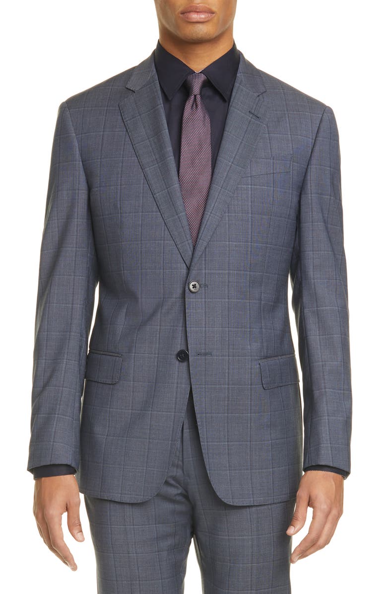 Emporio Armani G Line Trim Fit Windowpane Wool Suit, Alternate, color,