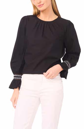 Contrast Smocked Cuff Top