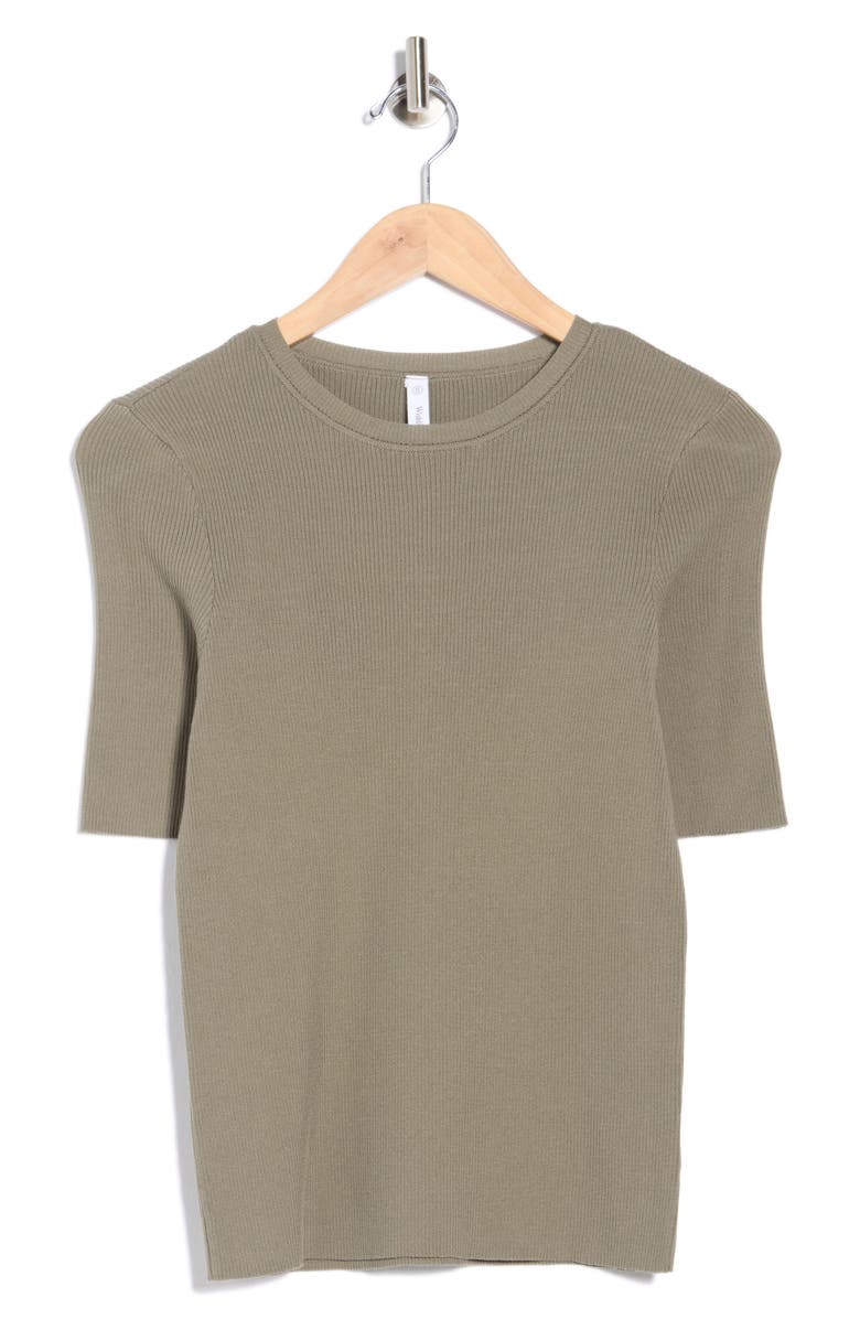 WISHLIST Ribbed Short Sleeve Knit Top, Main, color, Green Olive