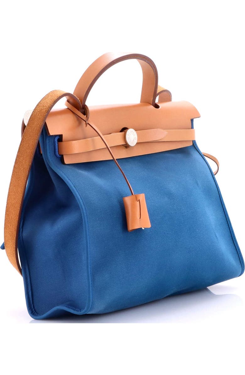 Pre-Owned Hermes Herbag Zip Leather and Toile 31, Alternate, color, Bleu Izmir