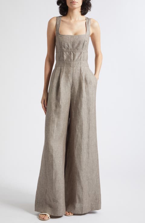 Flora Wide Leg Linen Romper
