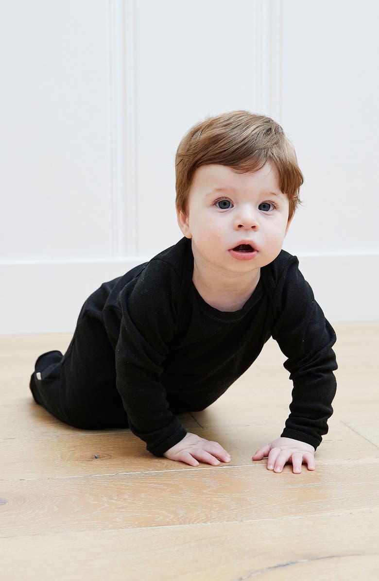 PAIGELAUREN Lap Supima<sup>®</sup> Cotton Blend Footie, Alternate, color, Black