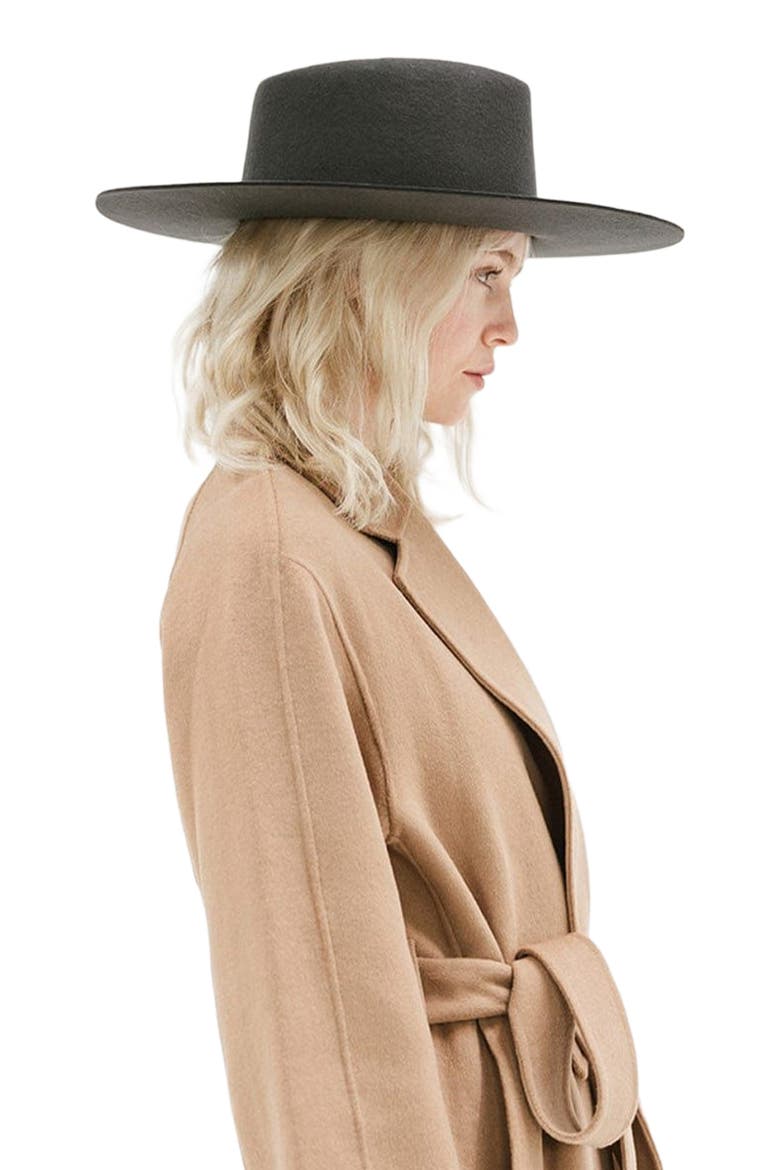 Dakota Wide Brim Felt Hat, Alternate, color, Dark Grey