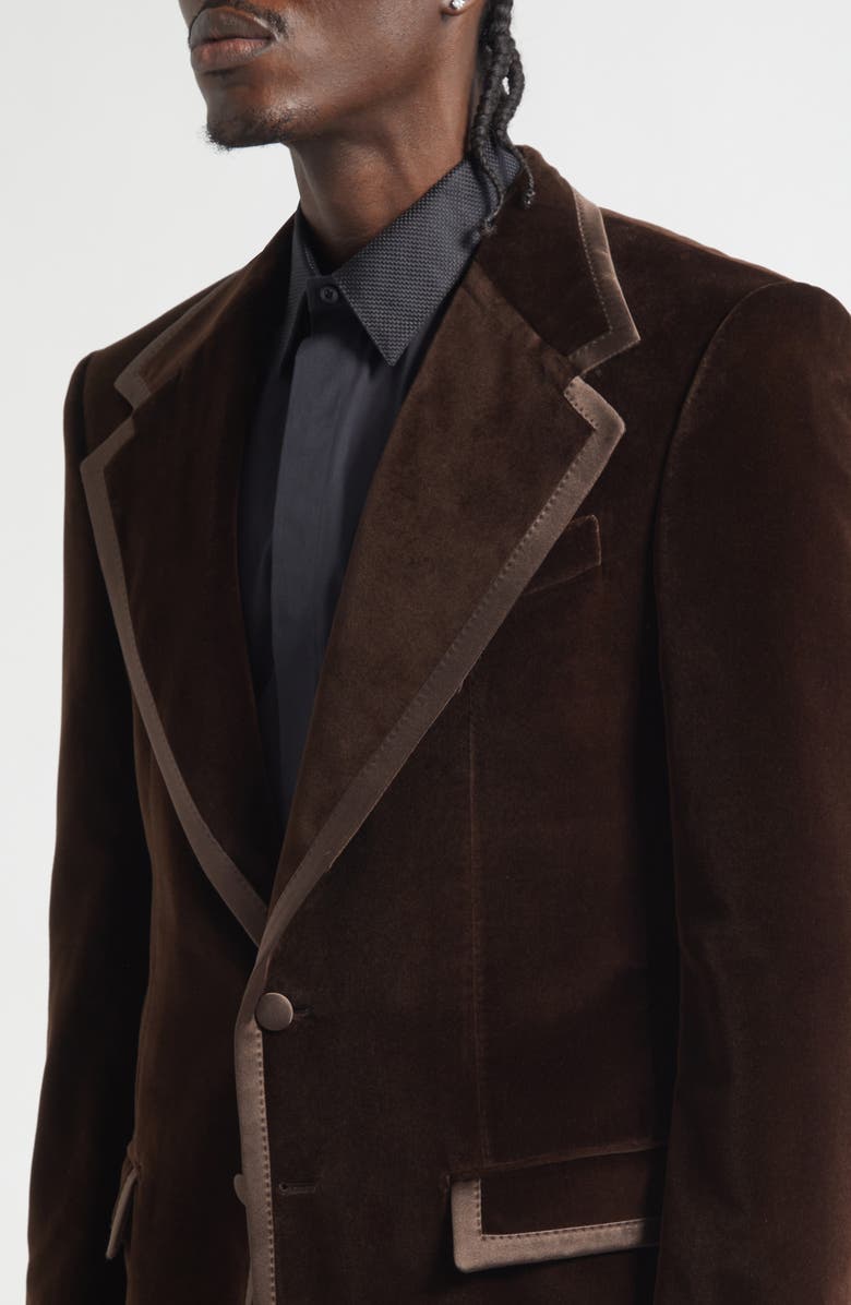 Dolce&Gabbana Satin Trim Velveteen Dinner Jacket, Alternate, color, M0937 Marrone-Grigio Scuri