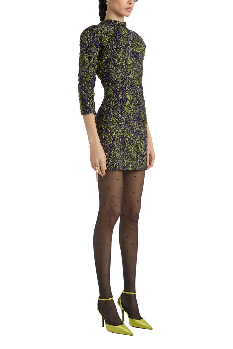 Cloqué Jacquard Dress, Main, color, green