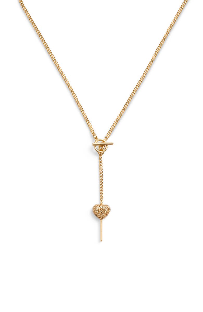 COACH Pavé Crystal Heart Lollipop Y-Necklace, Alternate, color,