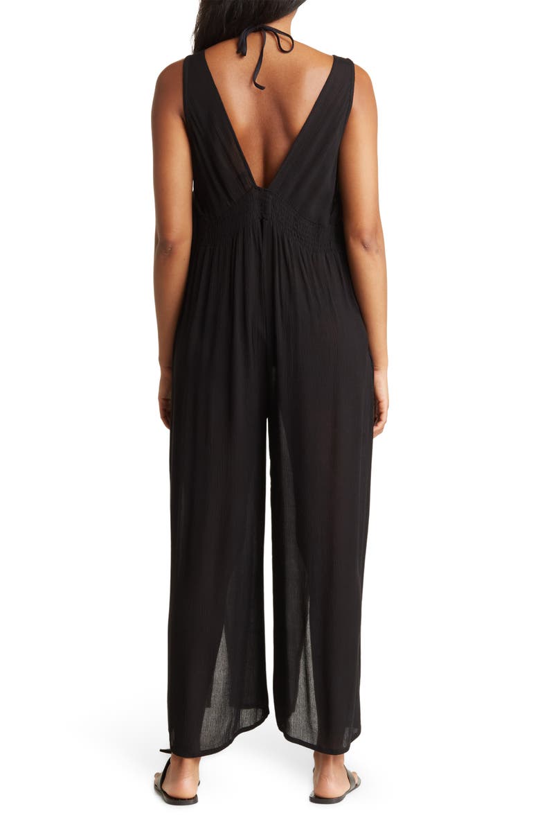 BOHO ME Ruffle Tie Neck Cover-Up Jumpsuit, Alternate, color,