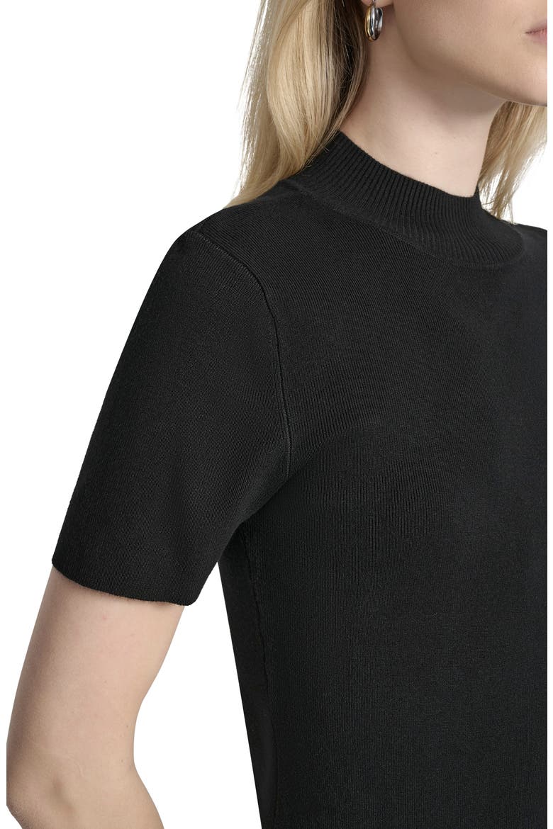 Cap Sleeve Mock Neck Sweater, Alternate, color, BLACK