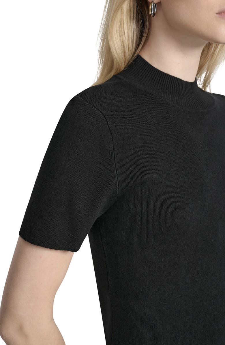 DKNY Cap Sleeve Mock Neck Sweater, Alternate, color, Black