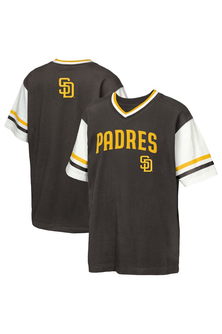 Youth Outerstuff  Brown San Diego Padres Big League Base Runner Ringer T-Shirt, Main, color, Brown