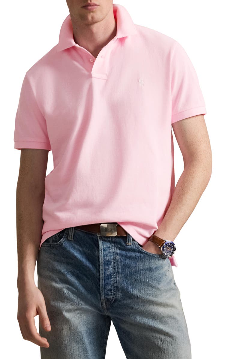 Polo Ralph Lauren The Iconic Solid Cotton Piqué Polo, Main, color, Bath Pink