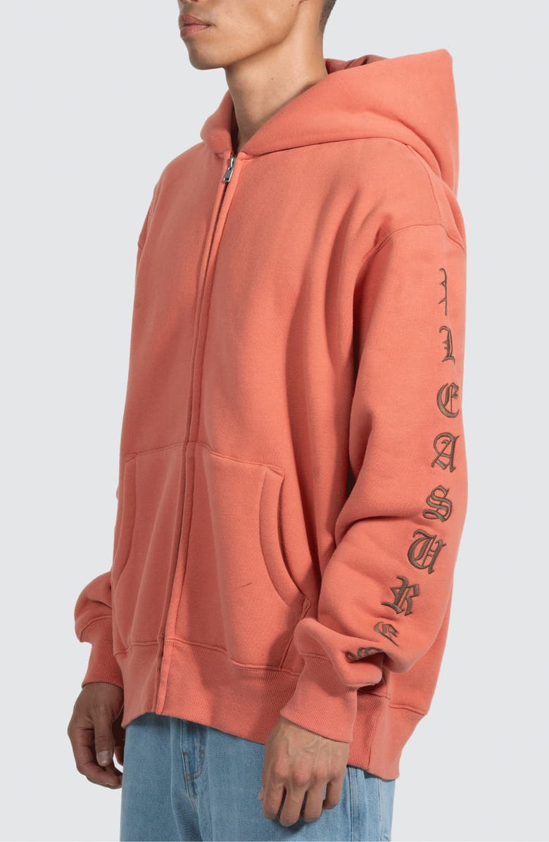 PLEASURES Embroidered Graphic Zip-Up Hoodie, Alternate, color, 