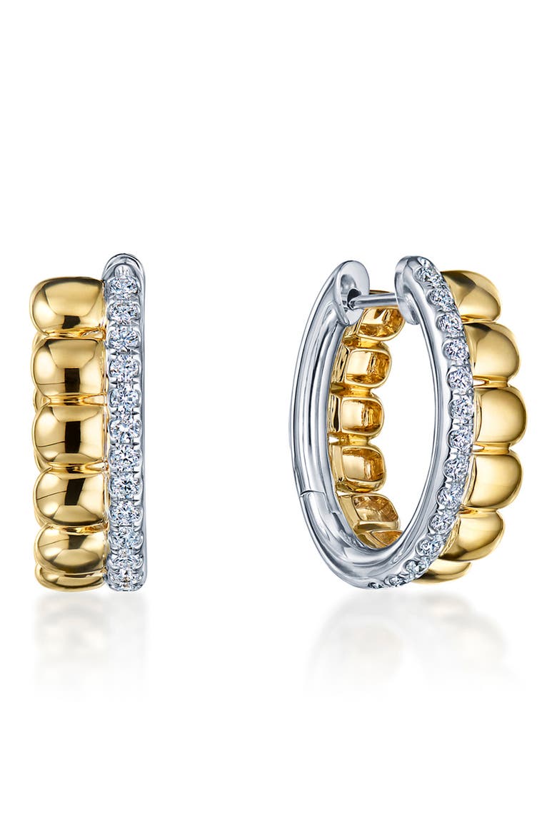 Sirena Diamond Huggie Earrings, Main, color, TWO TONE WHITE/YELLOW GOLD