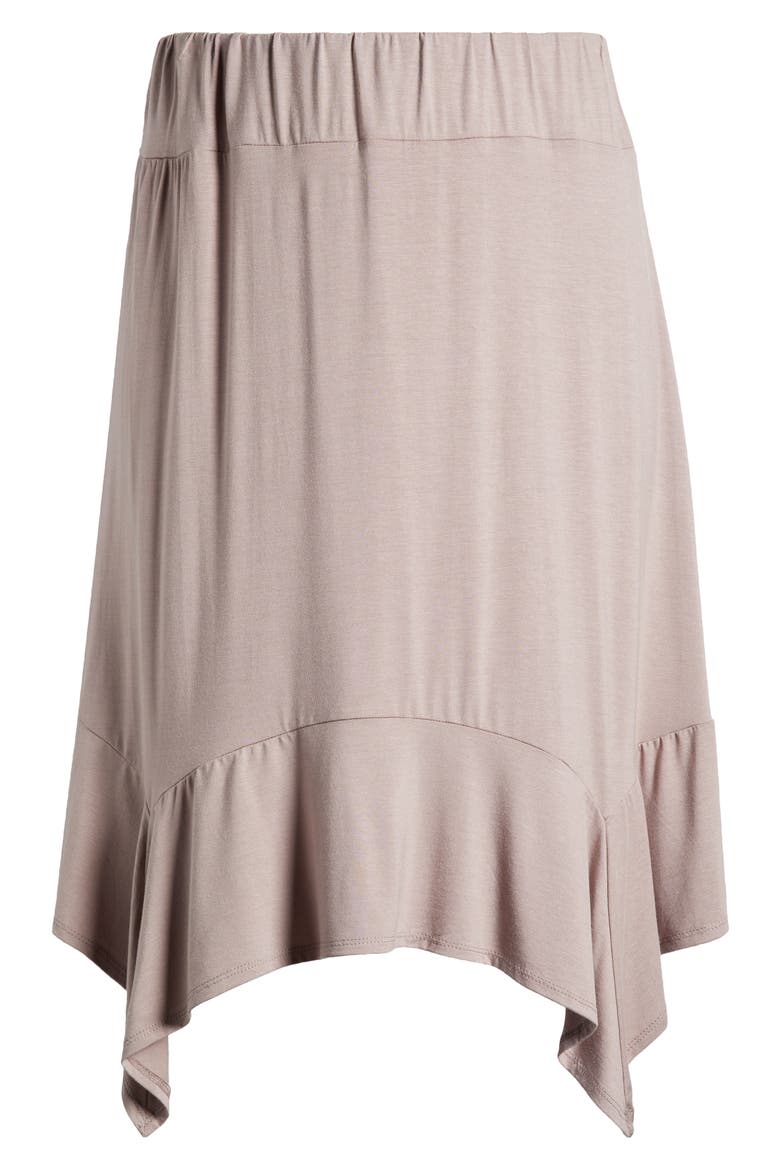 Handkerchief Hem Jersey Midi Skirt, Alternate, color, TAUPE