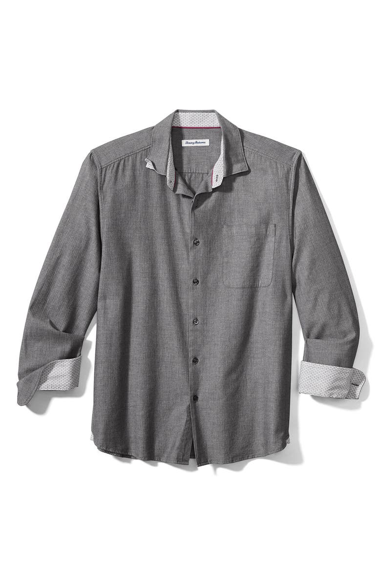 Tommy Bahama Heather Bay Herringbone Button-Up Shirt, Main, color, 